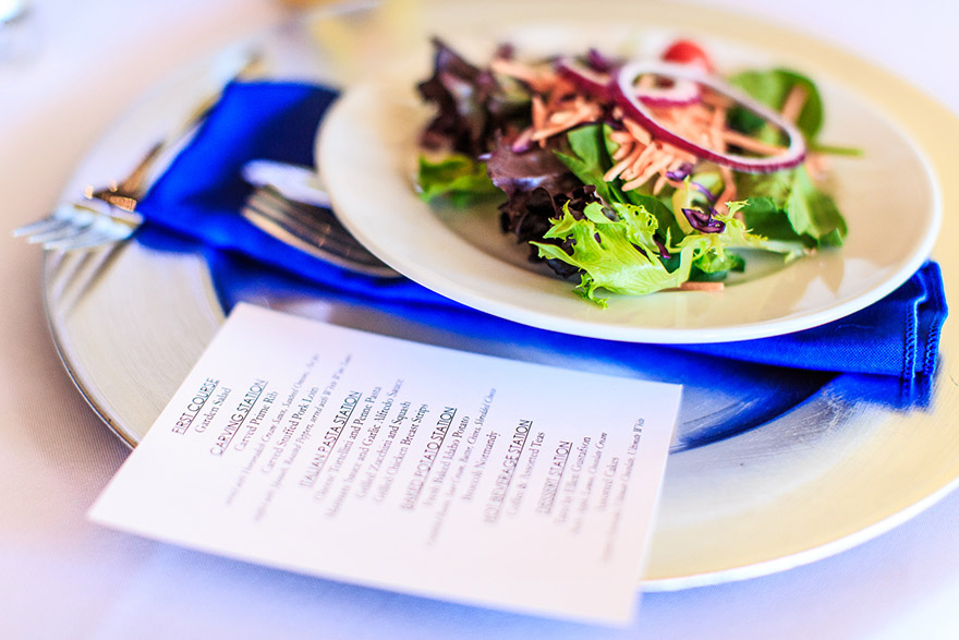 pa's luxury caterers - menu and salad on table